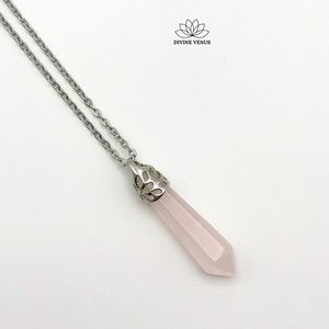 Rose Quartz Necklace | Stainless Steel Chain
